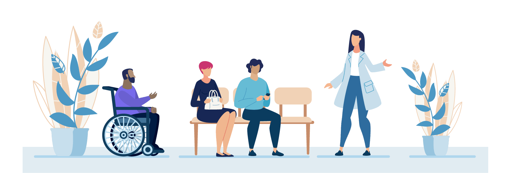 Vector Graphic of a busy nurse practitioner waiting room